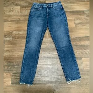Express Women Jeans Size 8 90s Skinny High Rise BluemStretch Denim Distressed